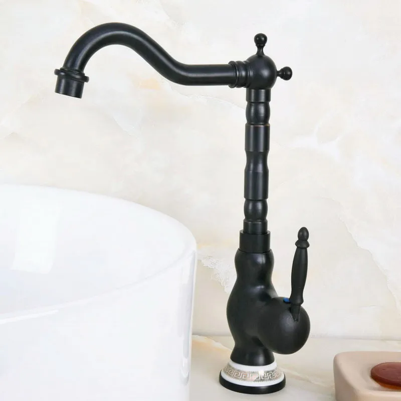 

Черный масло втирают бронзовый кухня Мокрый Бар Ванная комната сосуд Раковина кран Смеситель одно отверстие поворотный носик керамическая...