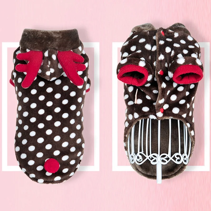 Милое пальто с оленем худи красными рогами собачка кошка рождественское платье