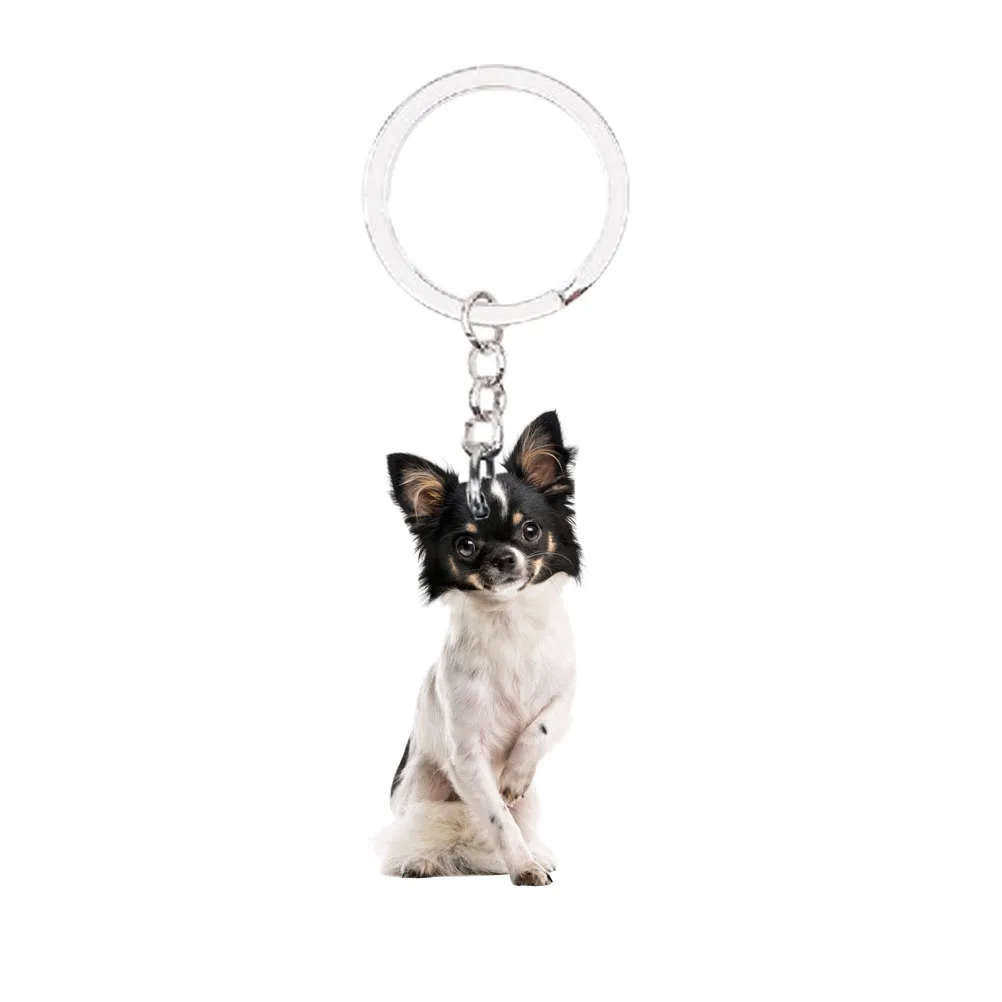 

Chihuahua Dog Animal Keychain Car key NOT 3D kawaii charms purse bag For Women Girls llaveros toy xmas best friends Gift plat