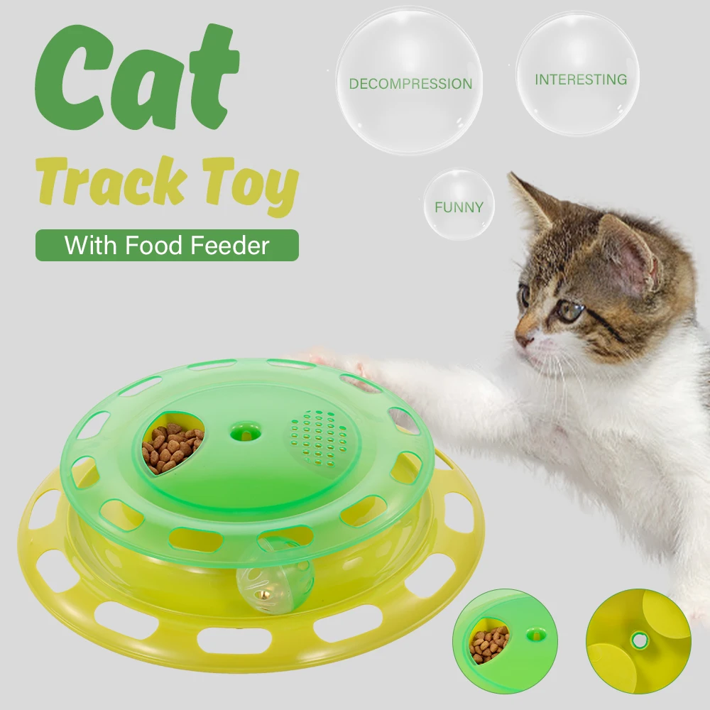 Один Слои животное игрушка для кота трек игрушечный поворотный стол с Еда Фидер