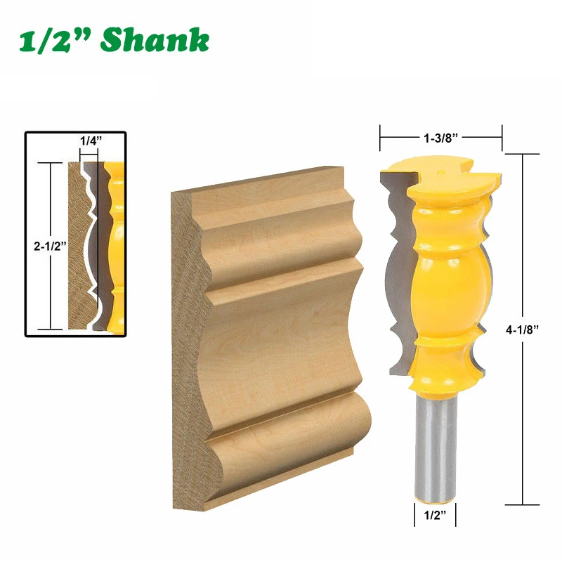 

1 шт. 1/2 "12,7 мм хвостовик фреза резьба по дереву Большая линия нож коронка формовочный Фрезер бит шип резак для деревообработки