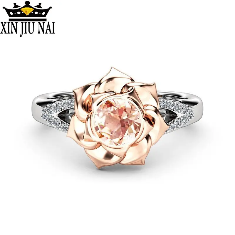 Женское Обручальное кольцо с цветком роскошное обручальное кристаллом цвета