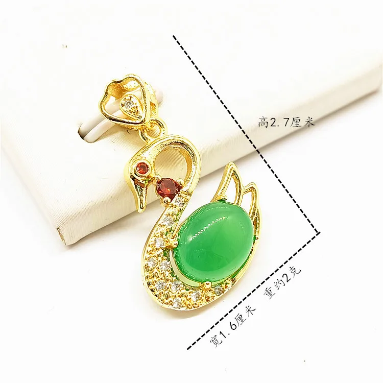 

100% Natural Real Green Jade Chalcedony Swan Necklace for Women Emerald Women's Chain Necklaces Jade Gift Fine Jewerly Gift