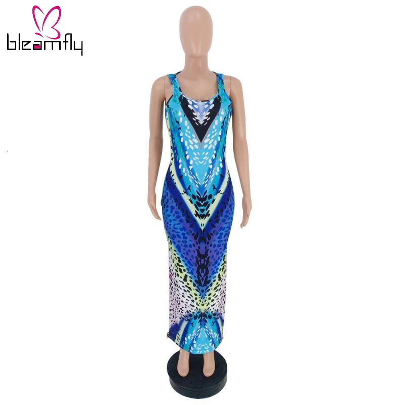 2019 женское летнее Новое цветное леопардовое платье макси на бретелях средней