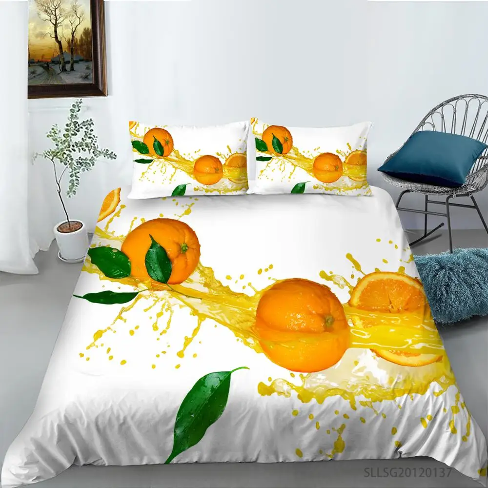 

Комплект постельного белья из 2/3 предметов, комплект оранжевого пододеяльника и постельного белья с 3D принтом, размеры King-Size