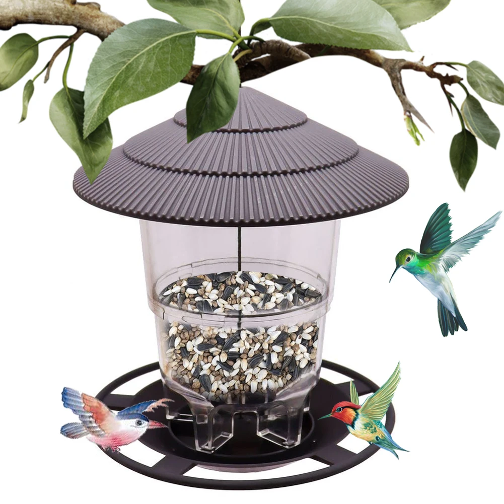 

Bird Feeder Hanging Adjustable Outside Bird Seed Feeder with Roof Design for Backyard Garden Yard Outdoor Decoration