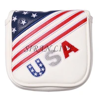 2020 new stars and stripes premium leather golf head covers for large mallet putter myspider tour puters magnet closure