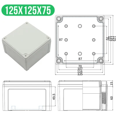 125x125x75mm(LxWxH) Высококачественная Водонепроницаемая электрическая распределительная коробка серии AG, IP67, ABS пластик, RoHS, чехол для корпуса, наружная распределительная коробка - Цвет: 125x125x75mm(LxWxH)