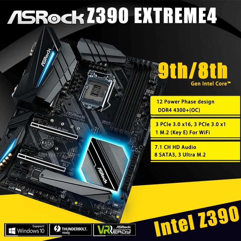 Online NEUE ASRock Z390 Extreme4 Motherboard LGA 1151 IntelZ390 DDR4 64GB PCI-E 3,0 M.2 SATA III Interface USB 3,1 Desktop Mainboard