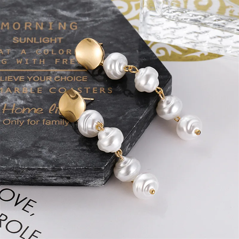 

Luokey Statement Big Long Pearl Earrings For Women Round Heart Pendant Drop Earrings Charm Bridal Wedding Jewelry Female Brincos