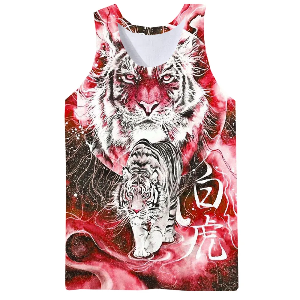 Майка UNEY с белым тигром для мужчин и женщин Пляжная рубашка без рукавов в виде