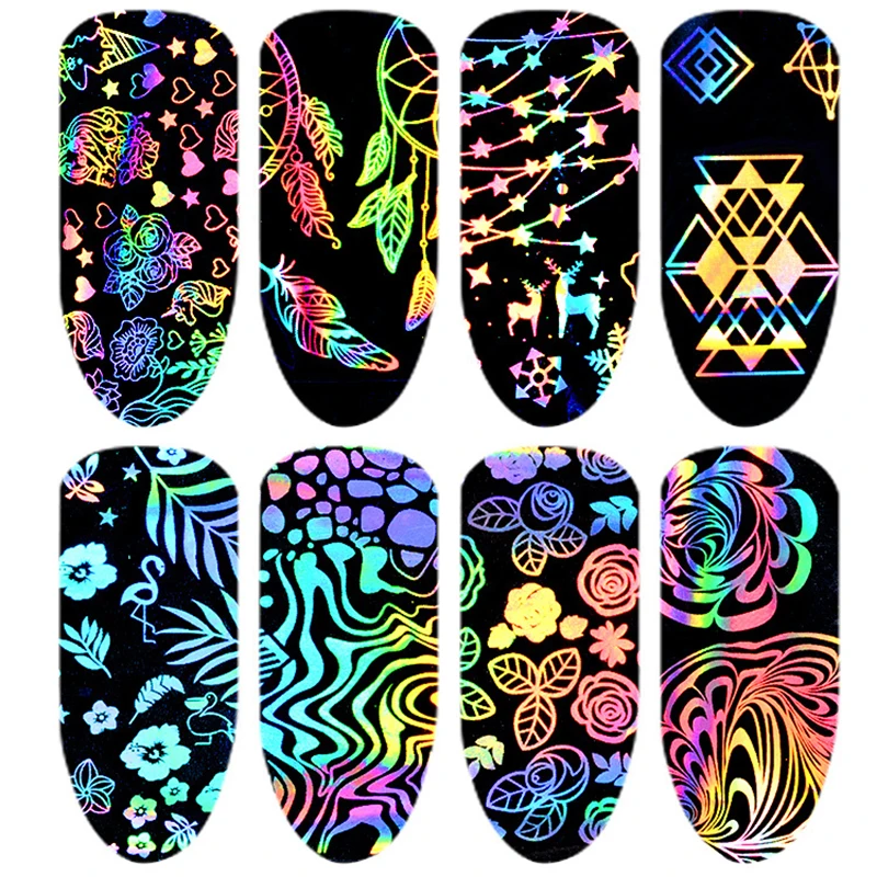 8 шт. лазерные наклейки для ногтей с блестками | Красота и здоровье