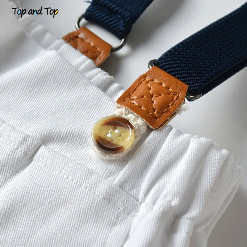 Top and Children Boys Clothing Set Gentleman Outfits Long Sleeve Striped Bowtie Shirt+Suspender Trousers Kids Clothes | Детская одежда