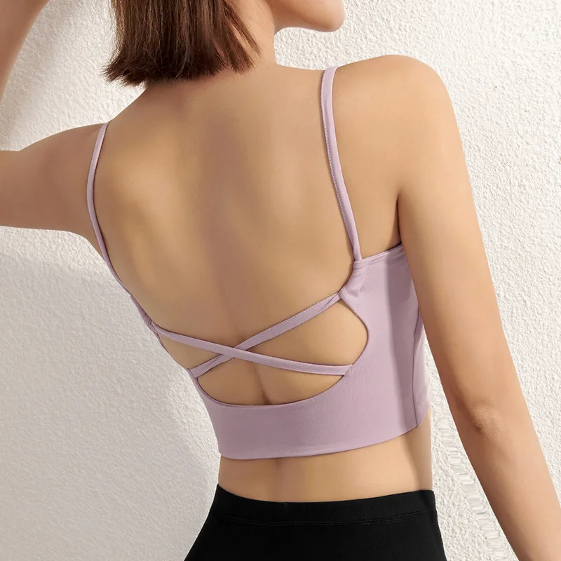

New sling vest running fitness sports bra female shockproof gathering stereotypes underwear wholesale
