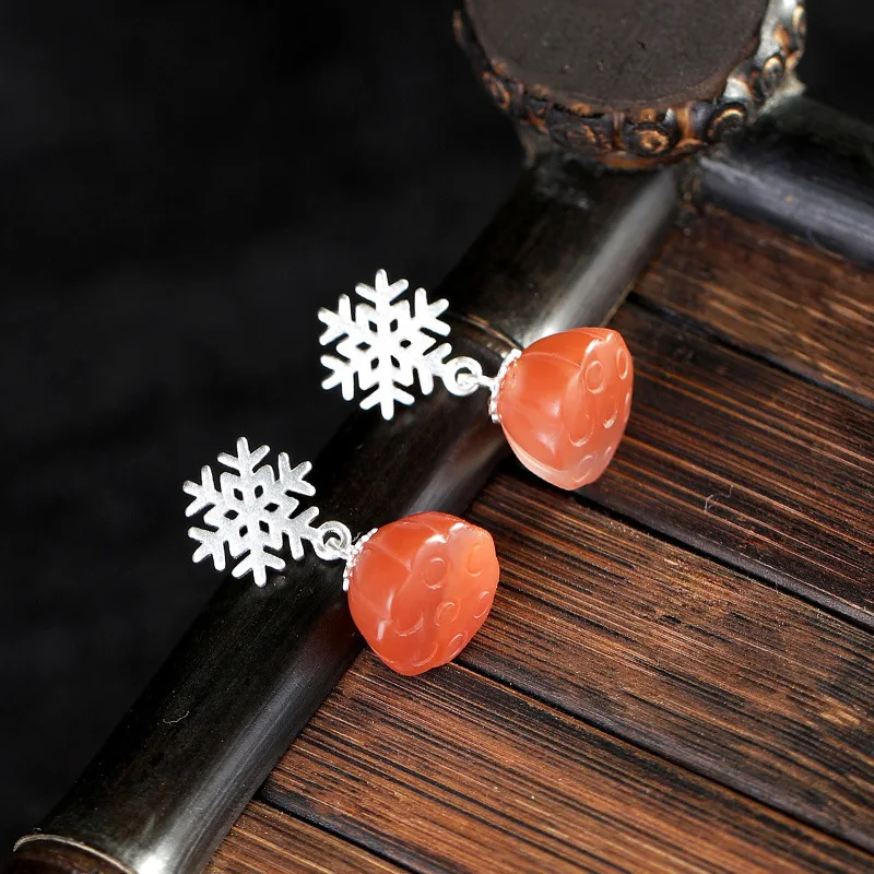 S925 Стерлинговое Серебро с инкрустированными натуральными южнокрасными