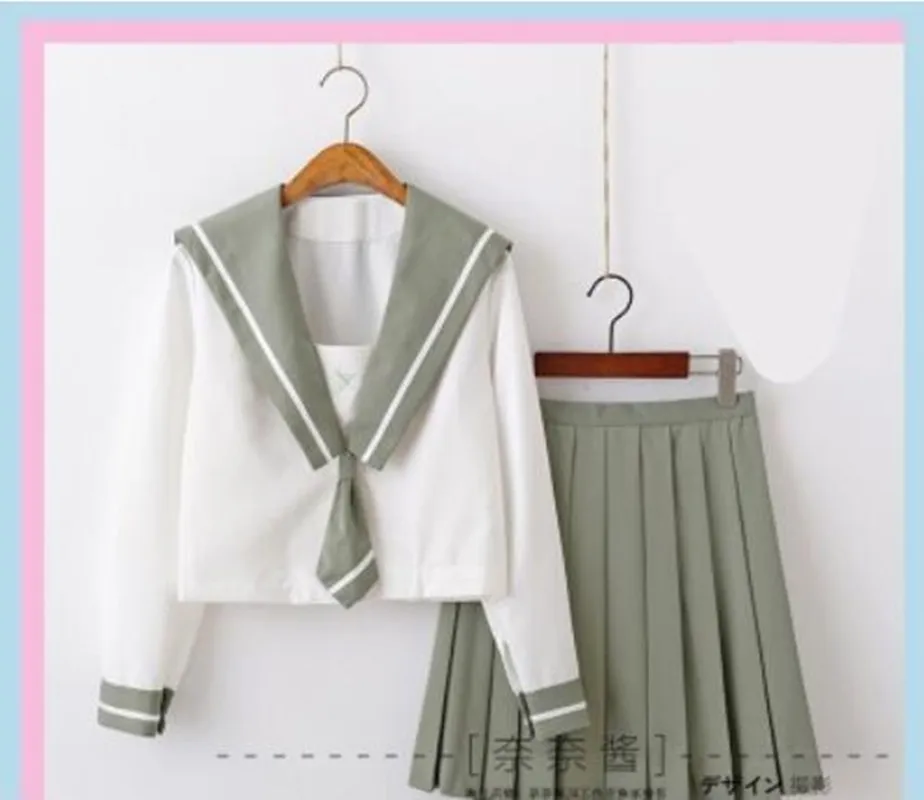 Зеленая школьная форма Jk милый повседневный матросский костюм для девочек