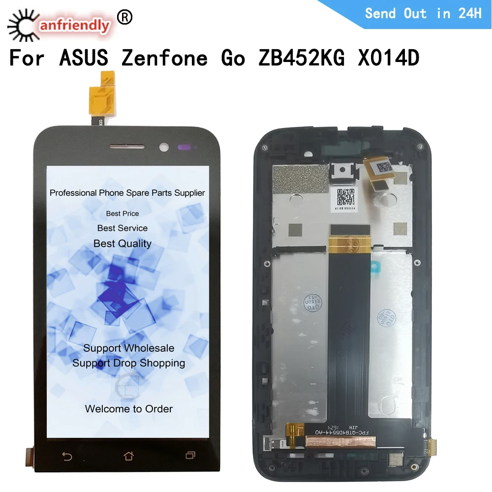 Для ASUS Zenfone Go ZB452KG X014D 4 5 &quotЖК-дисплей + сенсорная панель дигитайзер с рамкой в