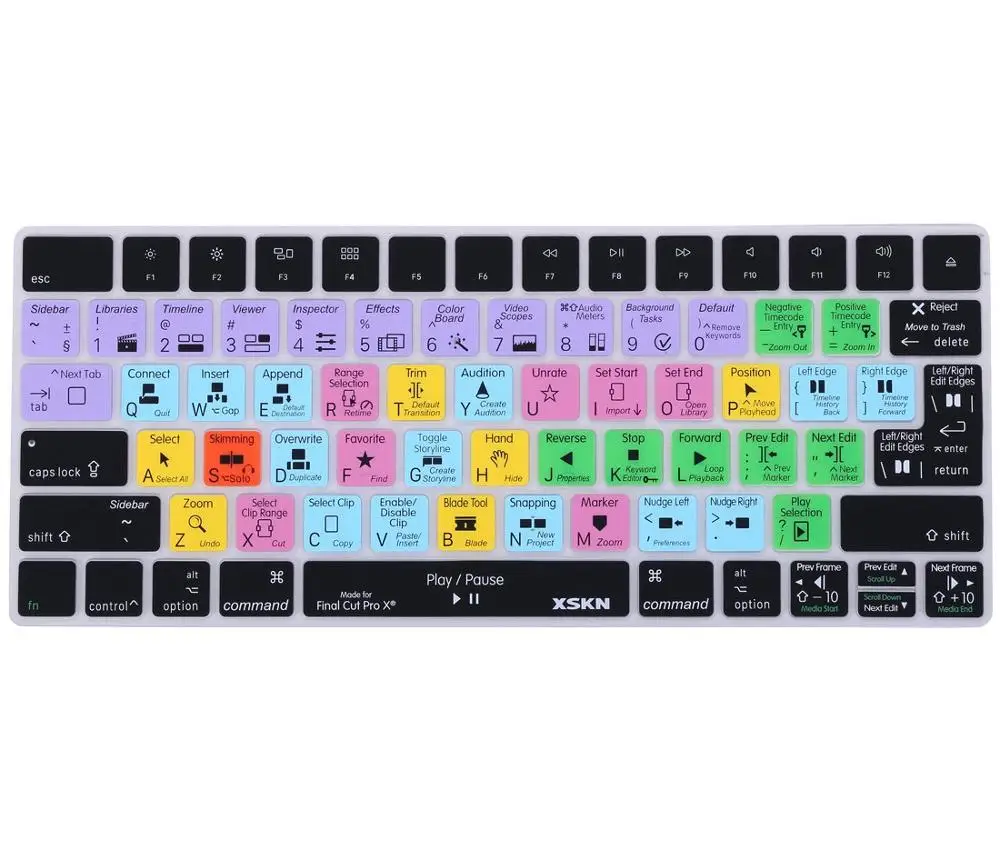 

XSKN for Apple Final Cut Pro X Keyboard Skin for Apple Wireless Keyboard for iMac Magic Keyboard FCP English Hotkeys Smart Cover