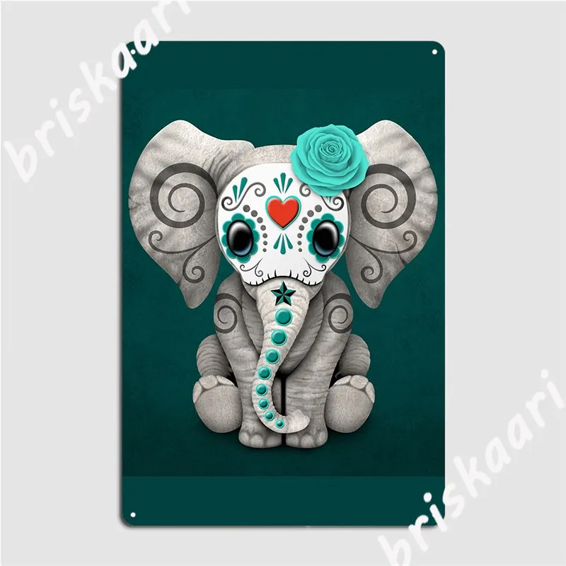 

Бирюзовый синий день мертвецов Сахар Череп Детская Металлическая фотография искусственный паб гараж винтажный фотографический плакат