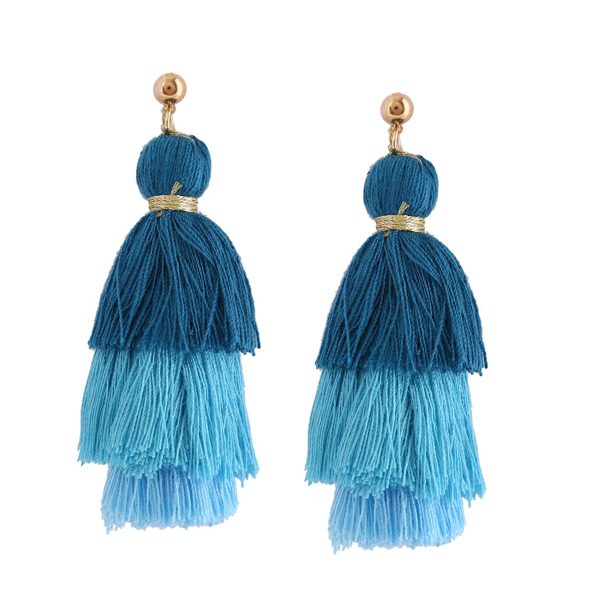 

Bohemian 3 Layered Tassel Earrings For Women Ethnic Long Fringe Multi Color Statement Dangle Earring GirlsFashion Jewelry