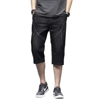 fashion summer denim shorts men casual shorts straight black patchwork plus size clothing