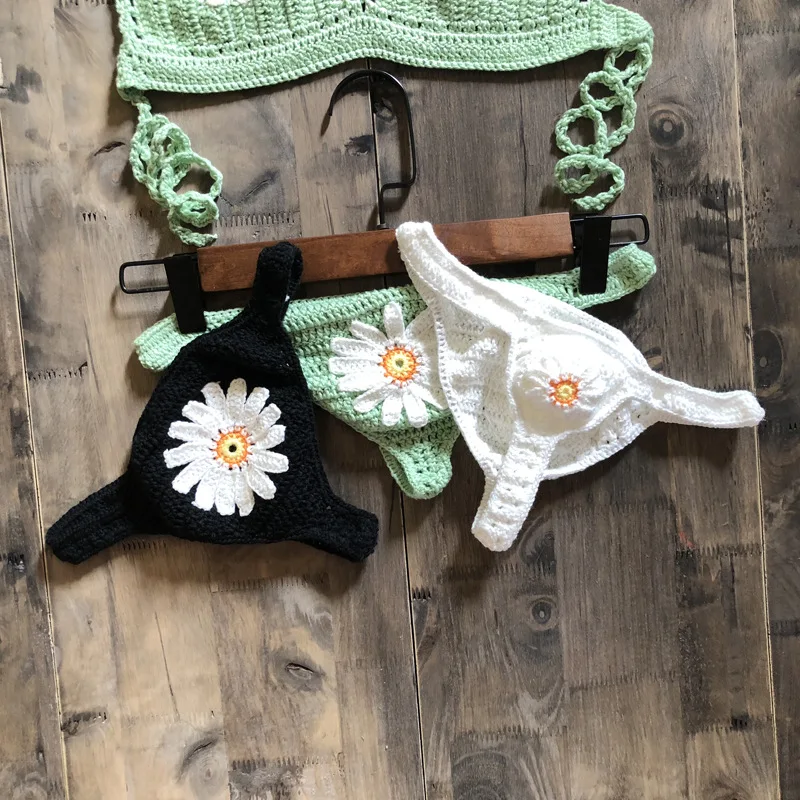 Сексуальное маленькое бикини нижнее белье стринги купальники ручной вязаные