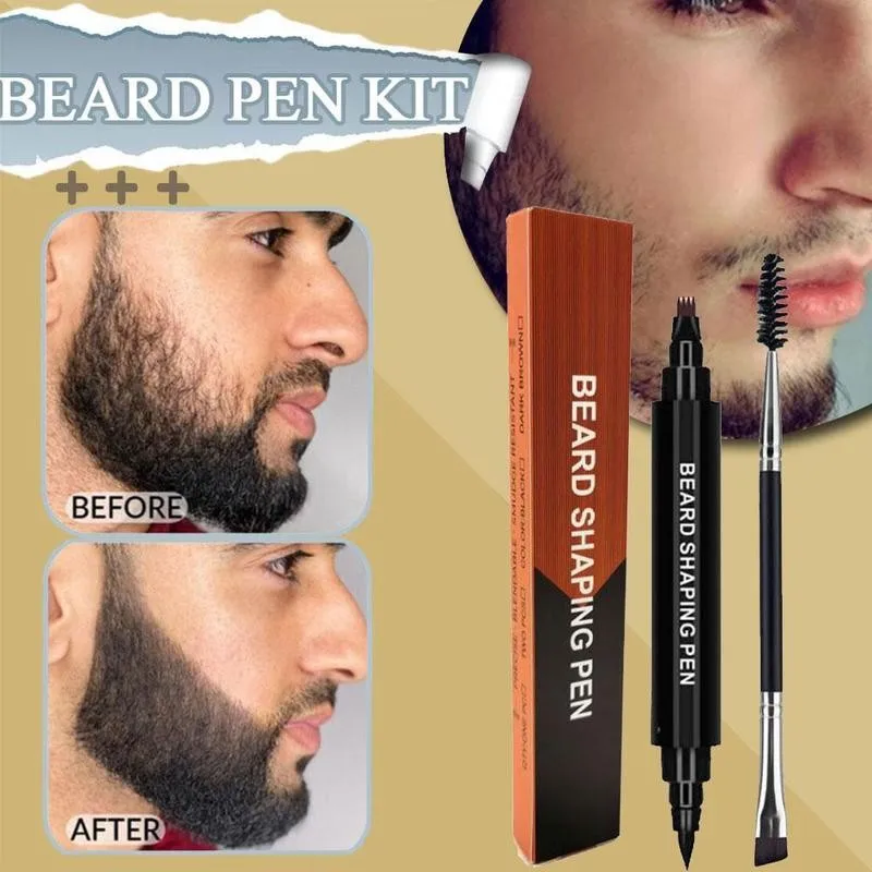 

New Two-in-one Four-pronged Tip Men's Beard Pen Beard Sculpting Filling Styling Hair Styling Pen Salon Tool Eyebrow J9S1