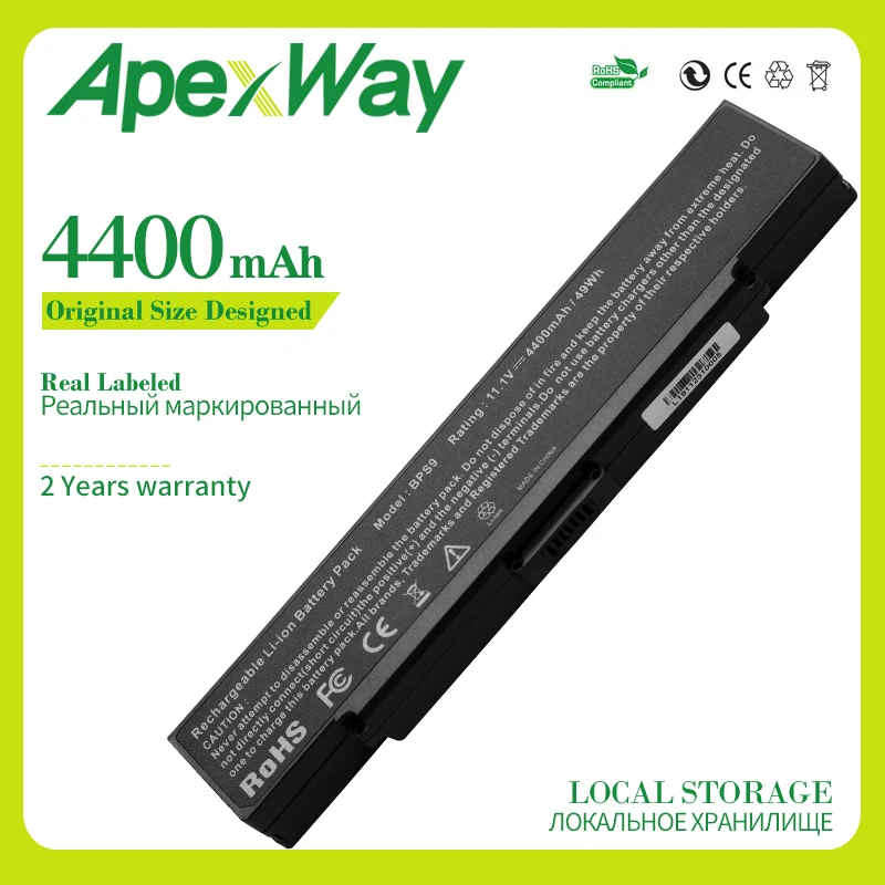 Apexway Новый 6 ячеек заменяемый аккумулятор для ноутбука Sony VAIO VGN-CR382 VGN-CR490EBL VGN-CR490EBN