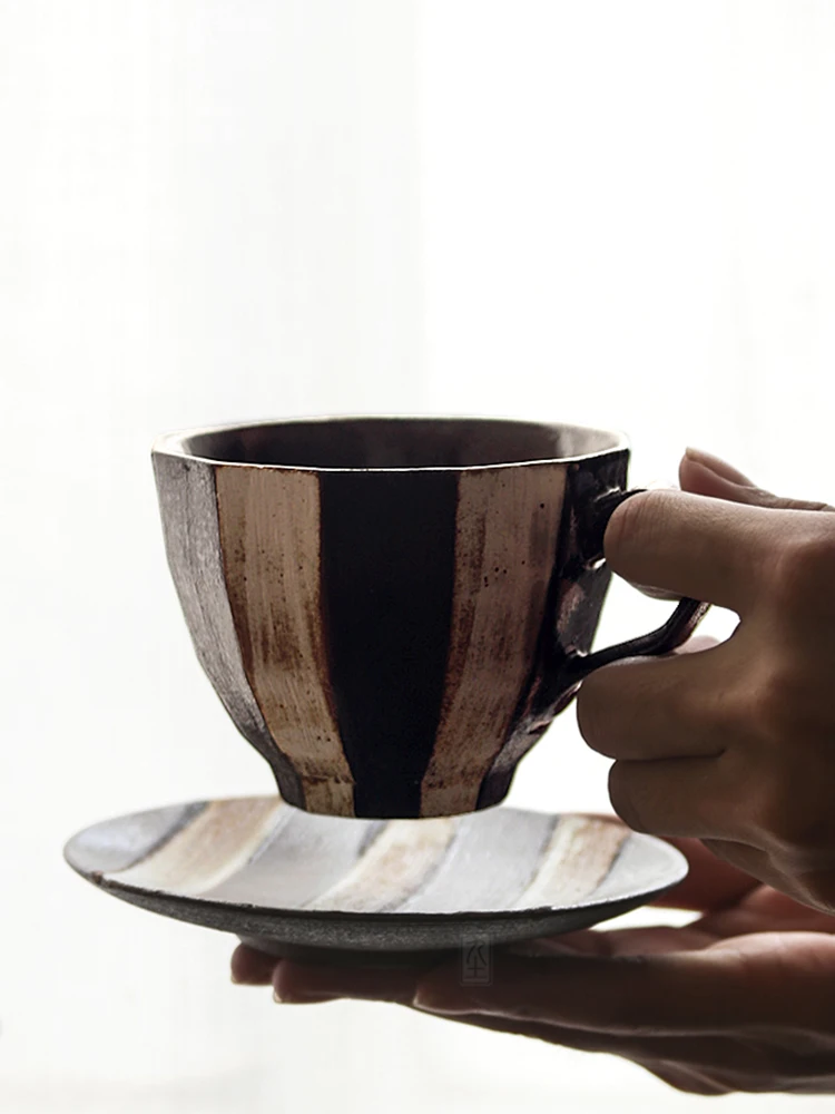 Эспрессо Nordic чашки Винтаж минималистский Керамика Кофе чашка с ложкой синий днем