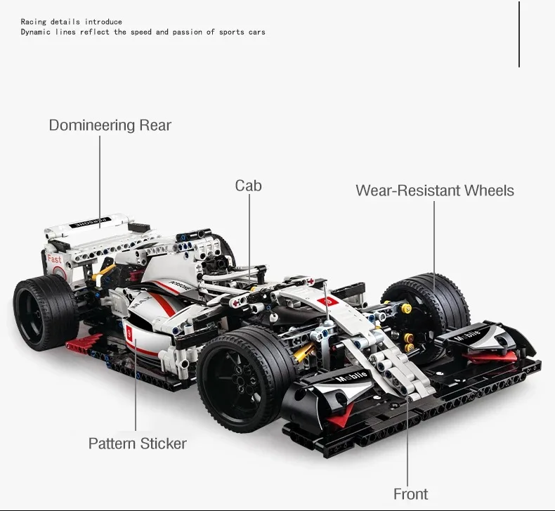 

1235PCS MOC Technical F1 Formula Car Building Blocks Creator Super Racing Sports Vehicle Bricks Educational Toys For Children