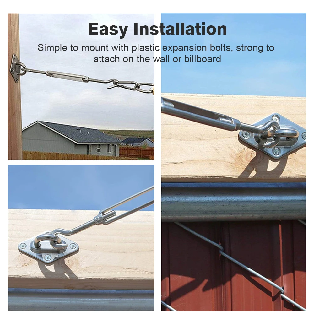 

Shade Sail Hardware Kit 304 Stainless Steel Hardware Kit for Triangle Square Rectangle Sun Shade Sail Installation in Garden