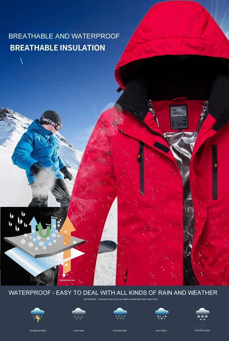 Брендовая лыжная куртка для мужчин и женщин водонепроницаемая 30 теплая зимняя
