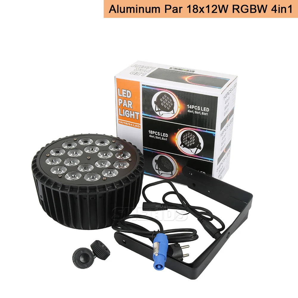 18x12W RGBW 4in1 4 шт./лот, алюминиевый сплав, светодиодный, плоский, 18x18 Вт, светильник ing DJ, Par, банок, алюминиевый сплав, DMX 512, светильник DMX, Dj, светильник для мытья, ing, сценический светильник - Цвет: 18x12W RGBW 4in1