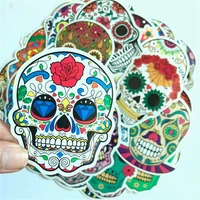 50pcs colorful styling skull car pvc sticker sugar skull stickers car sticker skateboard laptop luggage decals car decorations