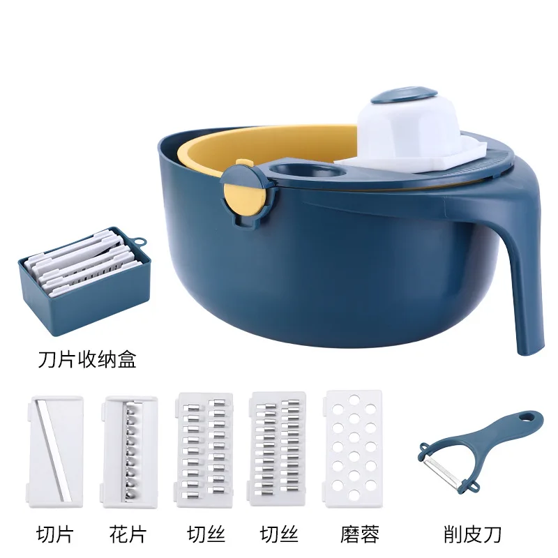 

Многофункциональная Поворотная овощерезка с сливной корзиной кухонный измельчитель овощей Терка слайсер Прямая поставка