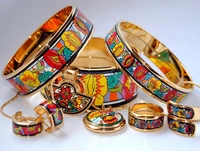 loisonne enamel jewelry european and american style bracelet %ef%bc%8cring %ef%bc%8cearrings and necklace %ef%bc%8cpendant 5 piece set