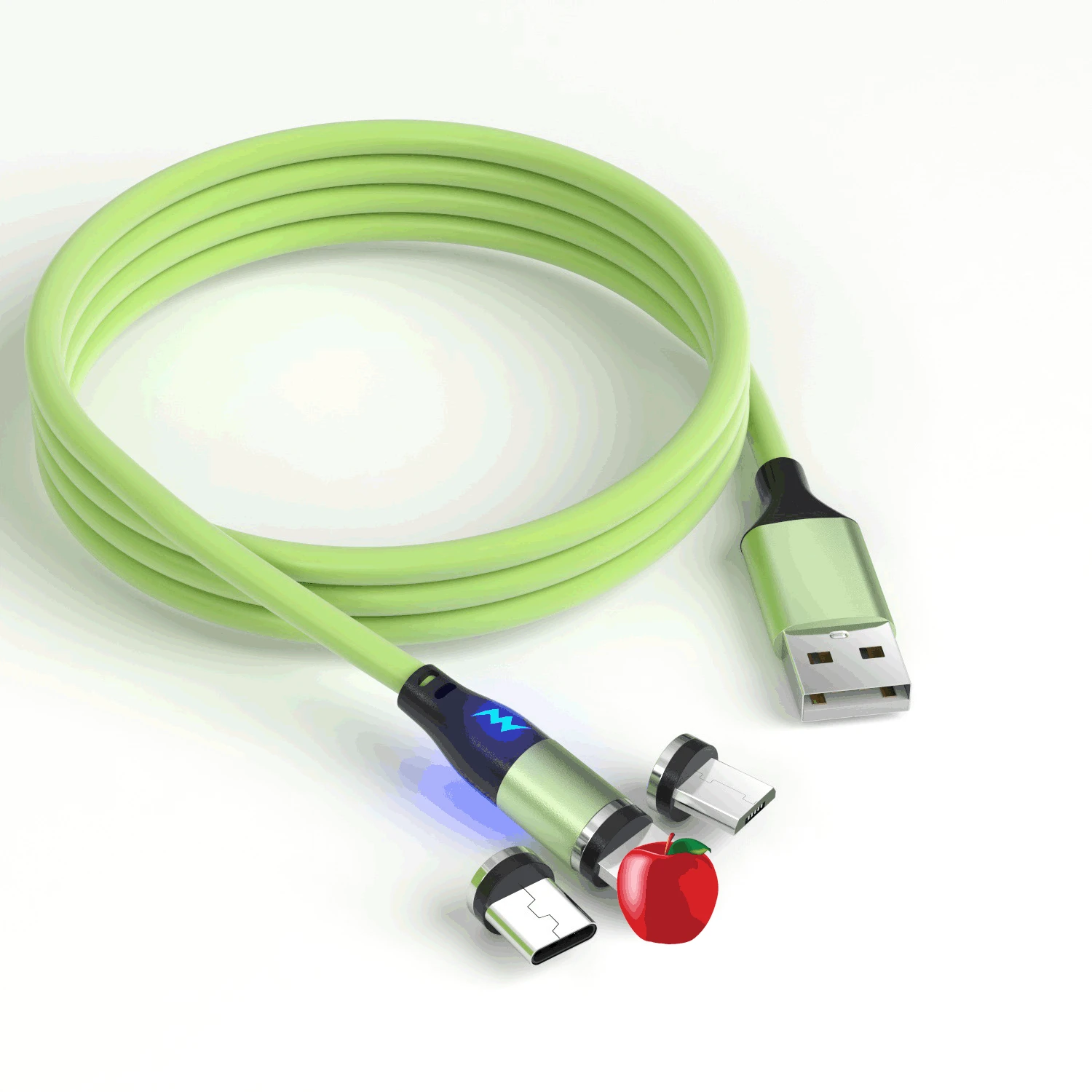 

Macharon liquid silicone magnetic suction data cable 3A fast charge suitable for Apple Android typec with lamp charging cable