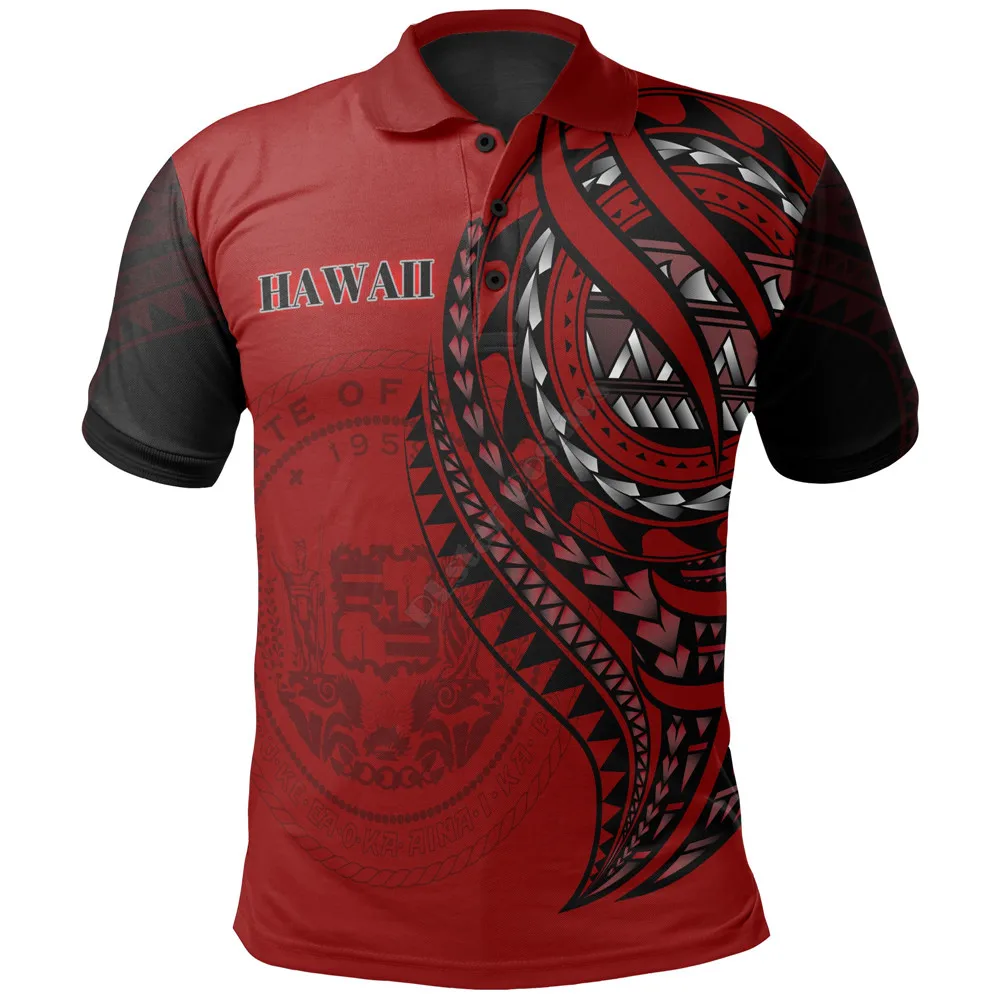 

Hawaii Polo Shirt Red Color Polynesian Patterns Best Hawaii Ever 3D Printed Polo Shirt Men Women Short Sleeve Summer T-shirt