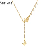qeenkiss nc7133 fine jewelry wholesale fashion trendy woman birthday wedding gift butterfly chain 18kt gold pendant necklace