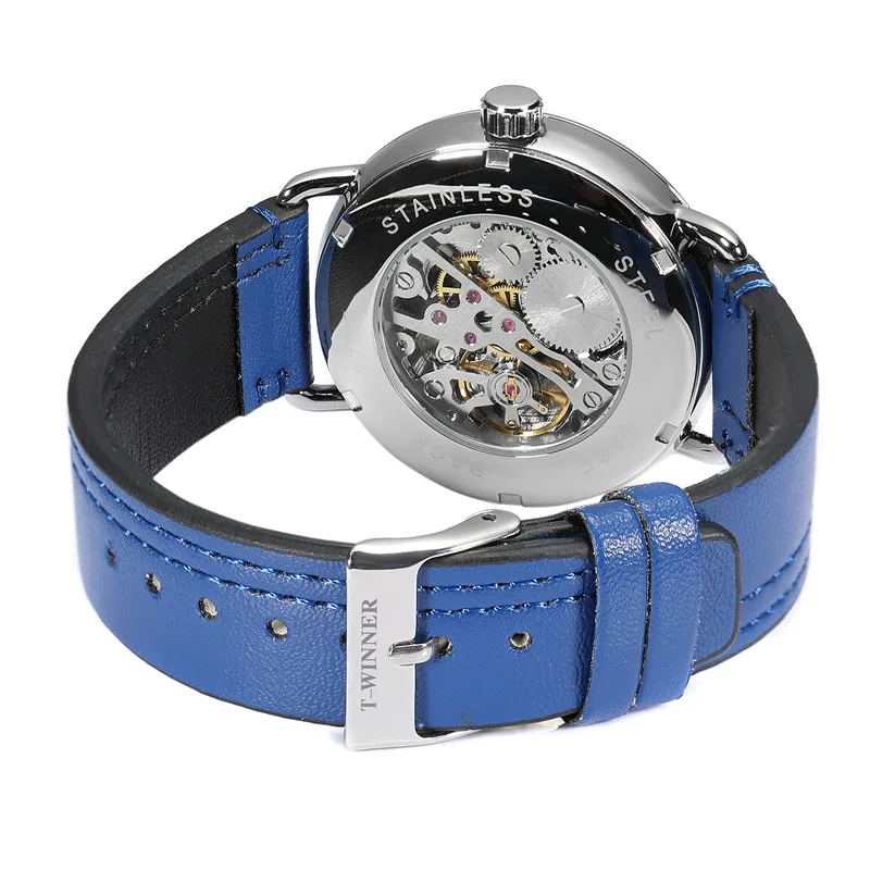 Часы наручные WINNER Мужские механические спортивные брендовые Роскошные Синие в