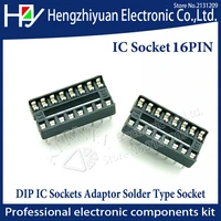 hzy ic sockets 16 pin 30pcs 2 54mm through hole stamped pin open frame ic dip socketpitch through hole dip socket connectors