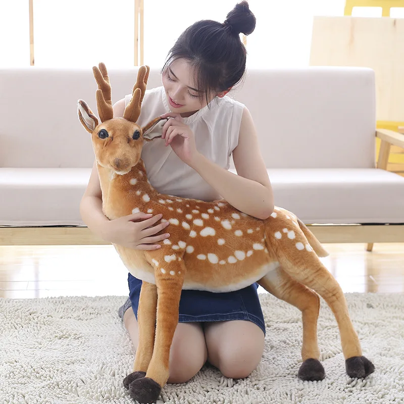

50/60/75cm Giant Stuffed Plush Animal Reindeer Toy Kid Doll Big Size Deer Simulation Sika Deer Plush Birthday Gift Room Decor