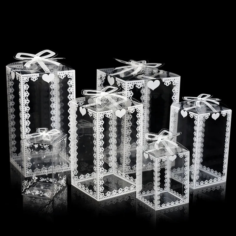 

5pcs New Clear PVC Box Packing Wedding/Christmas Favor Cake Packaging Chocolate Candy Dragee Apple Gift Event Transparent Box