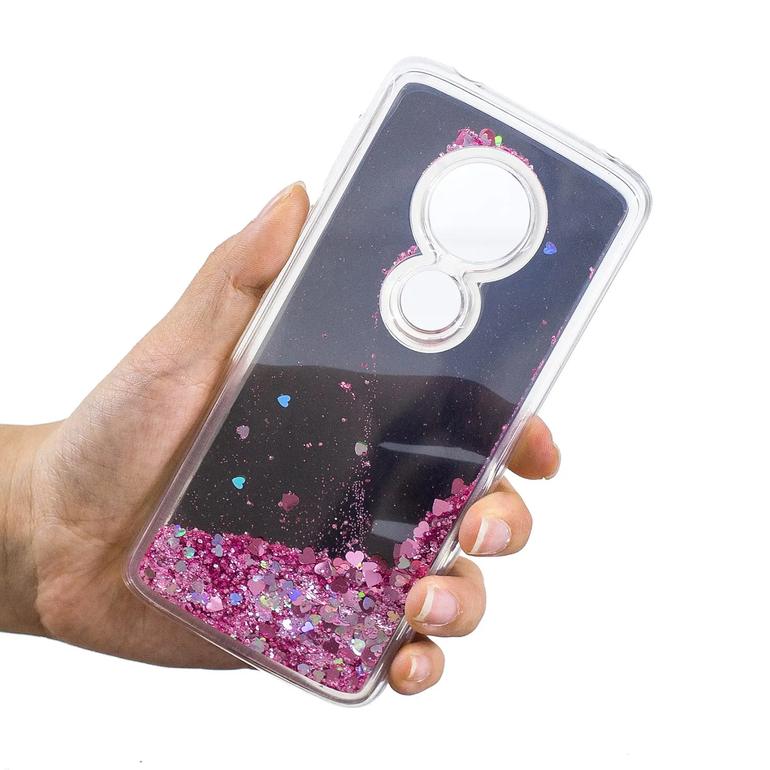 Зеркальный песочный чехол для телефона Moto E5 Copue глянцевый разноцветный защитный