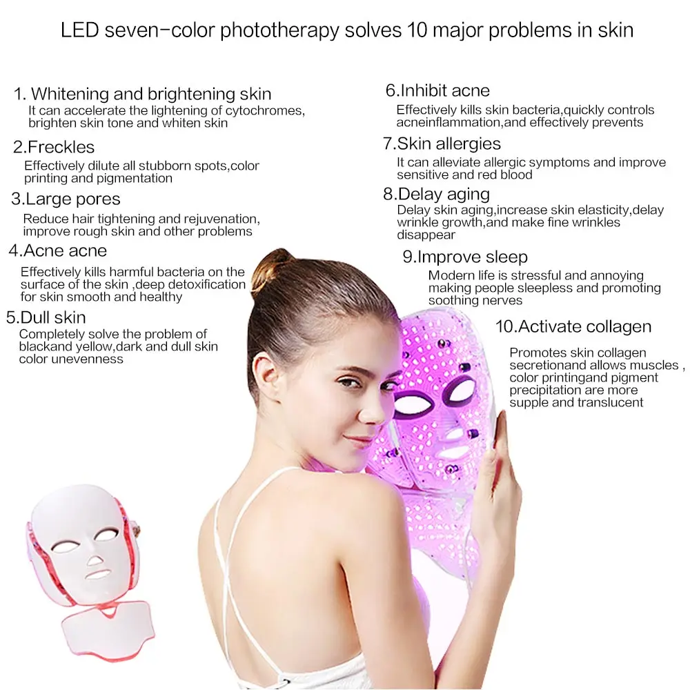 Маска светильник отбеливающая для лица светодиодный цветов|Светодиодная маска