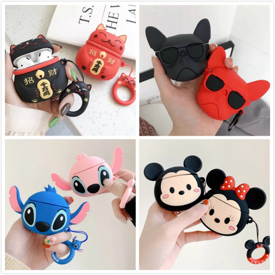3D чехол для наушников airpods pro Чехол shitch силиконовый медведь кошка мультфильм
