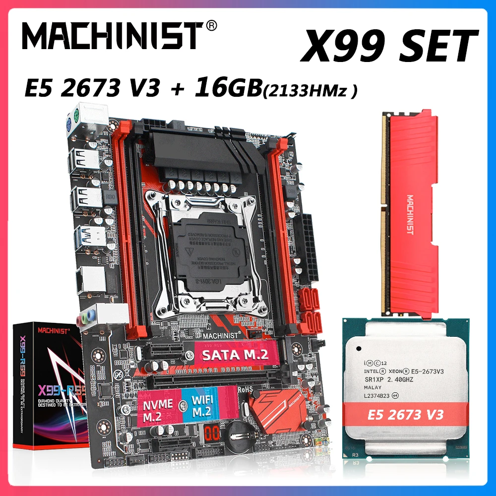 

Machinsit X99 Motherboard With XEON E5 2673 V3 CPU 1*16GB DDR4 2133 ECC Memory Combo Kit Set LGA 2011-3 Processor Four-channel