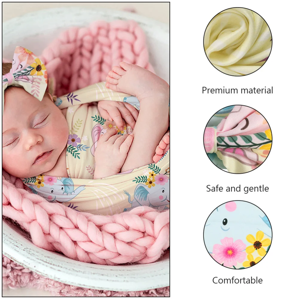 

1 Set Baby Floral Printing Blanket and Bowknot Headband Baby Wrap Kit Gift
