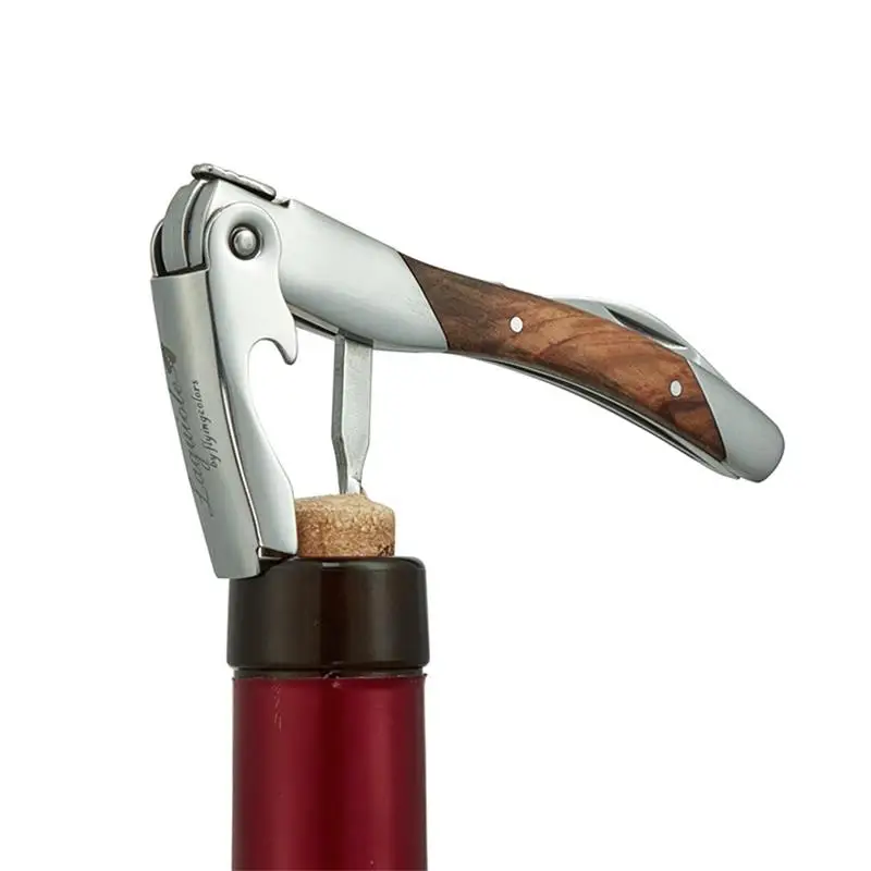

Wood Handle Corkscrew Laguiole Style Wine Opener Knife Stainless Steel Sommelier Beer Can Bottle Openers Foil Cutter