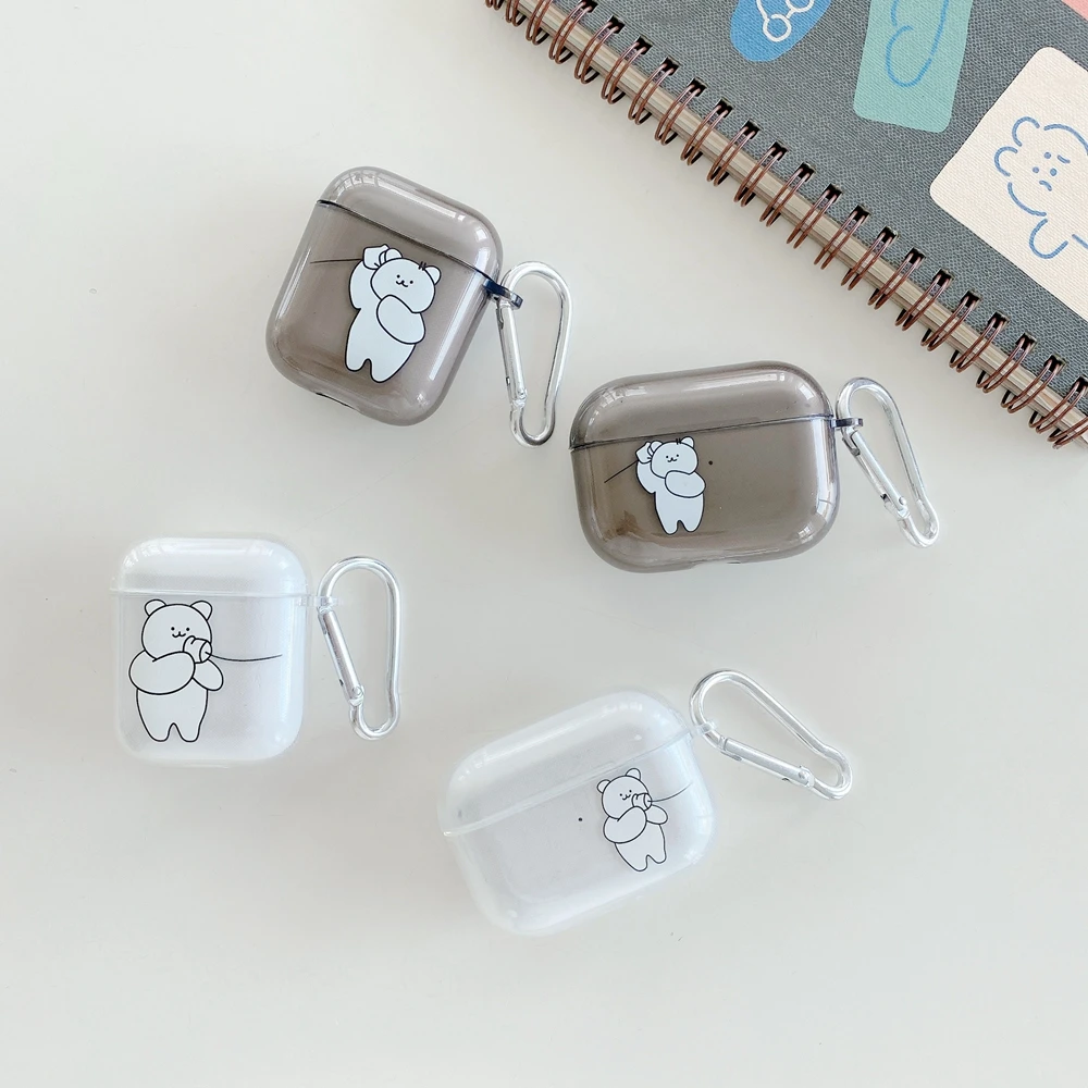

New INS Fashion Cartoon Bear Soft Clear Silicone Earphone Shell For Apple Airpod 2 1 Case For Airpods Pro 3 TPU Earphone Cover